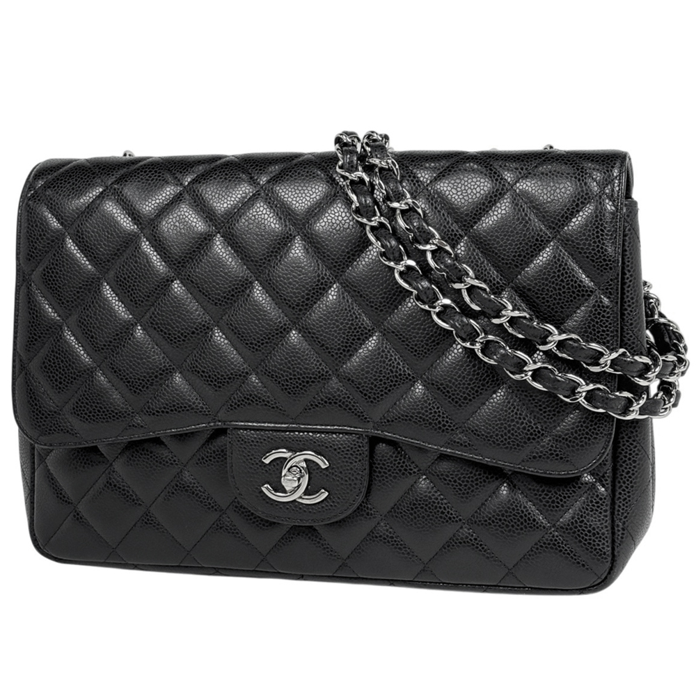 Chanel Matelassé Shoulder Bag, Coco Mark, Single Flap, Double Chain, Caviar L...